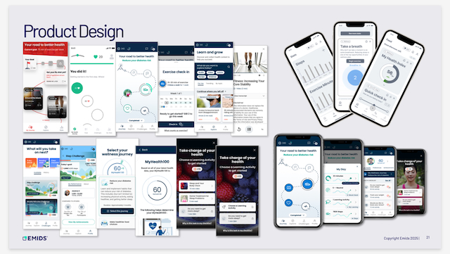 Screens showing product iterations as a result of usability testing.