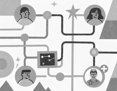 Abstract representation of a service ecosystem map.